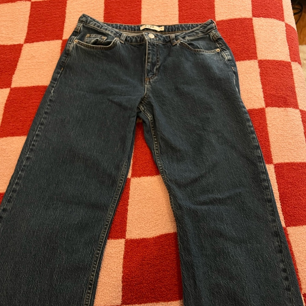 NA-KD Brand, low waist jeans, dark blue color, Size 38